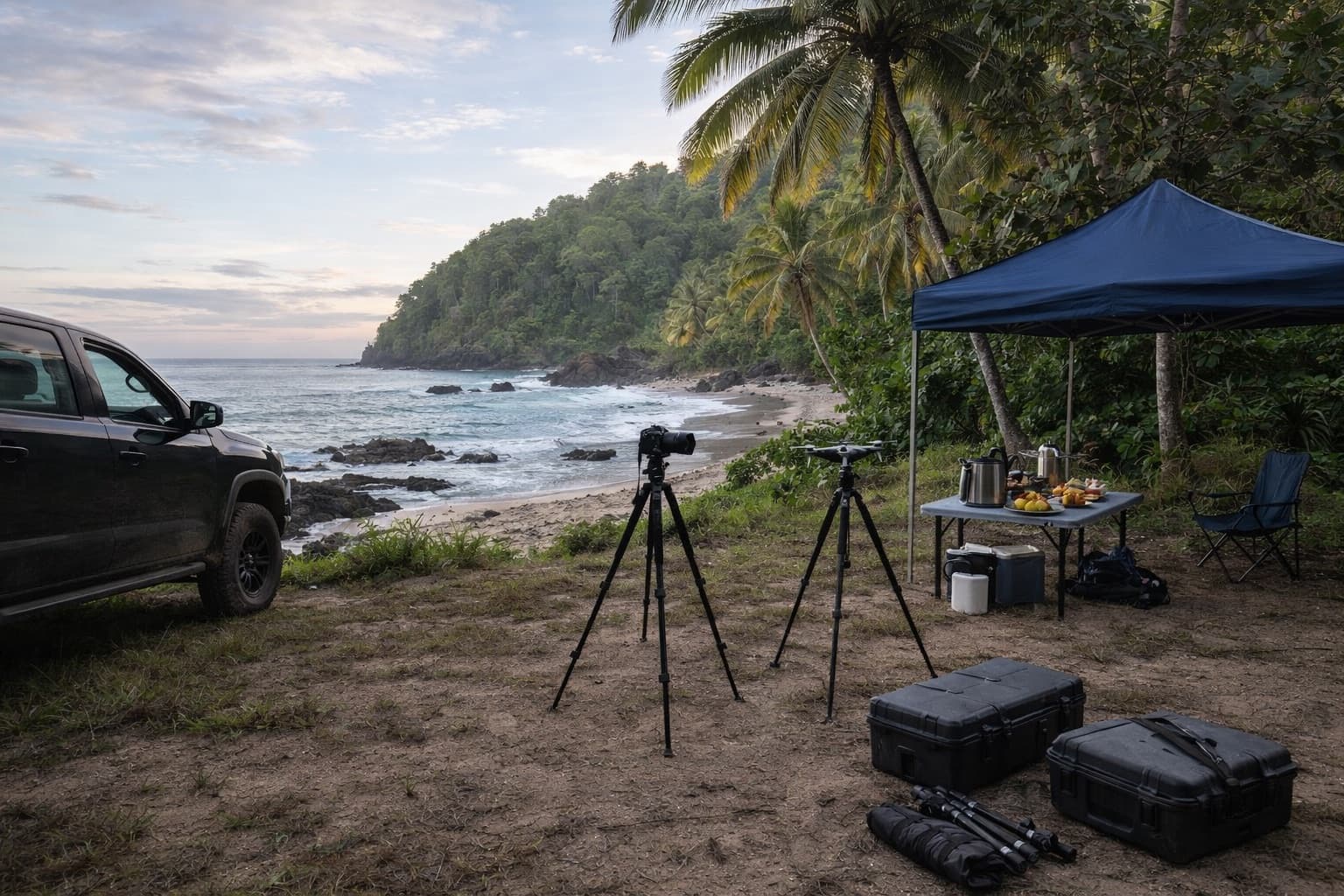 Base de producción junto al mar, logística y equipo preparados en el lugar.