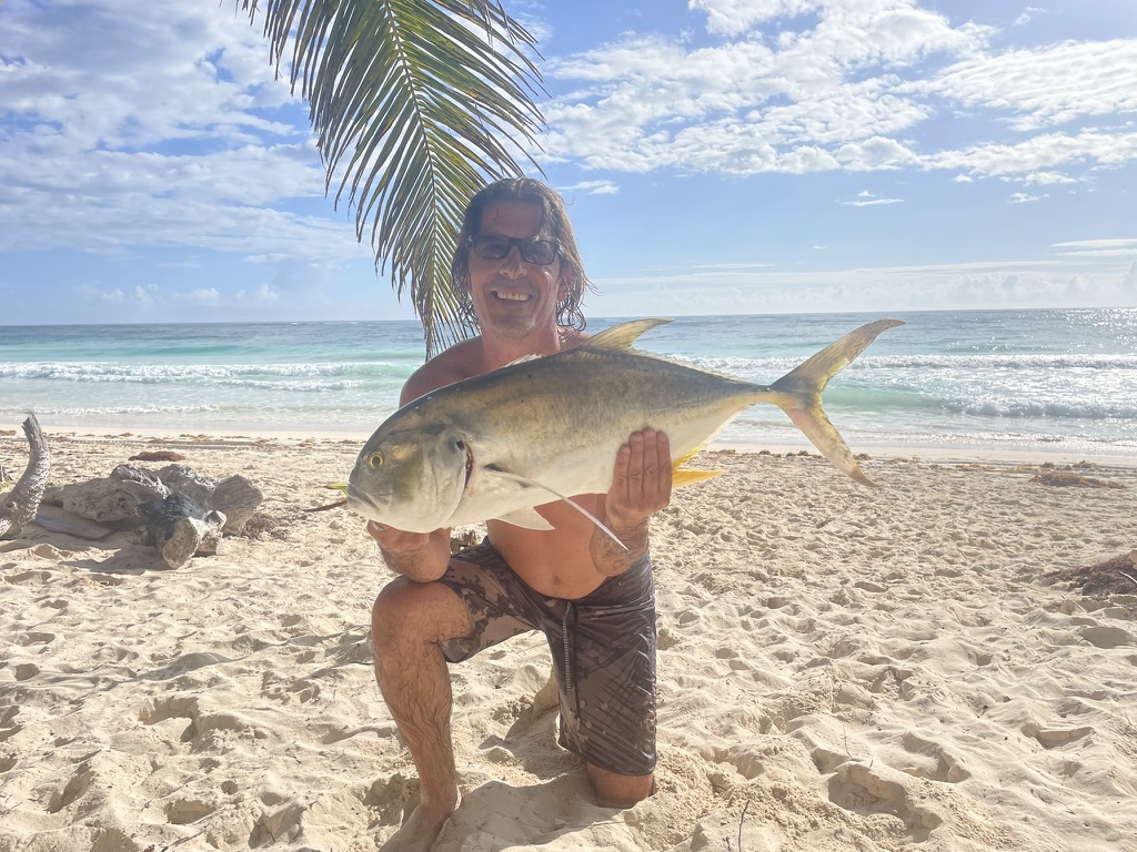 Surfcasting on the shore, Sian Ka'an, Mexico